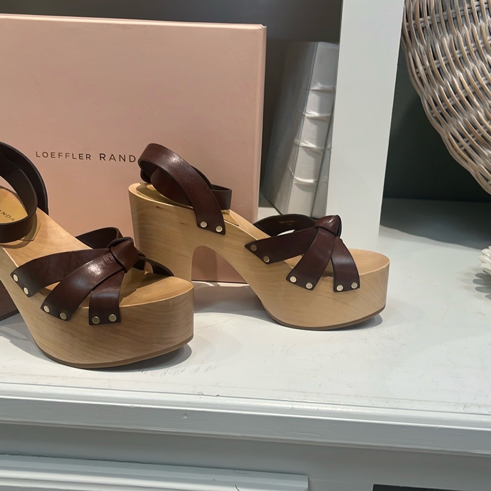 Loeffler Randall LOE ABBIE KNOT CLOG SANDAL W/ANKLE STRAP ESPRESSO 7.5